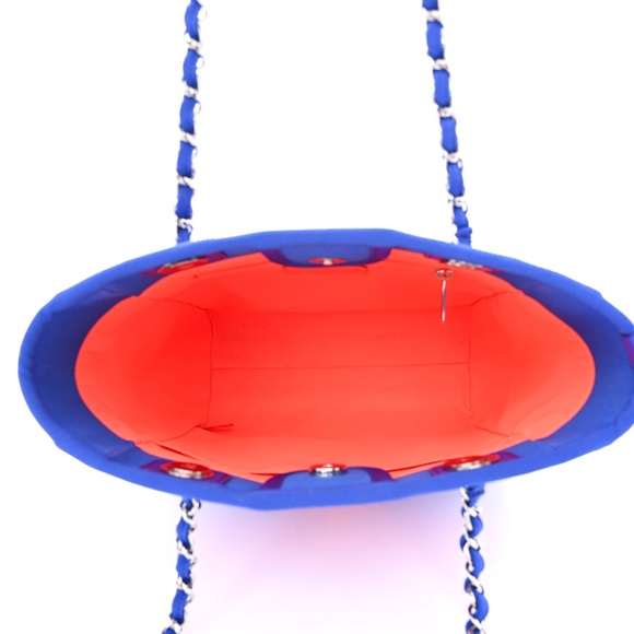 CHANEL Mixed Fibers Mini Deauville Tote Blue Orange - Picture 3 of 6